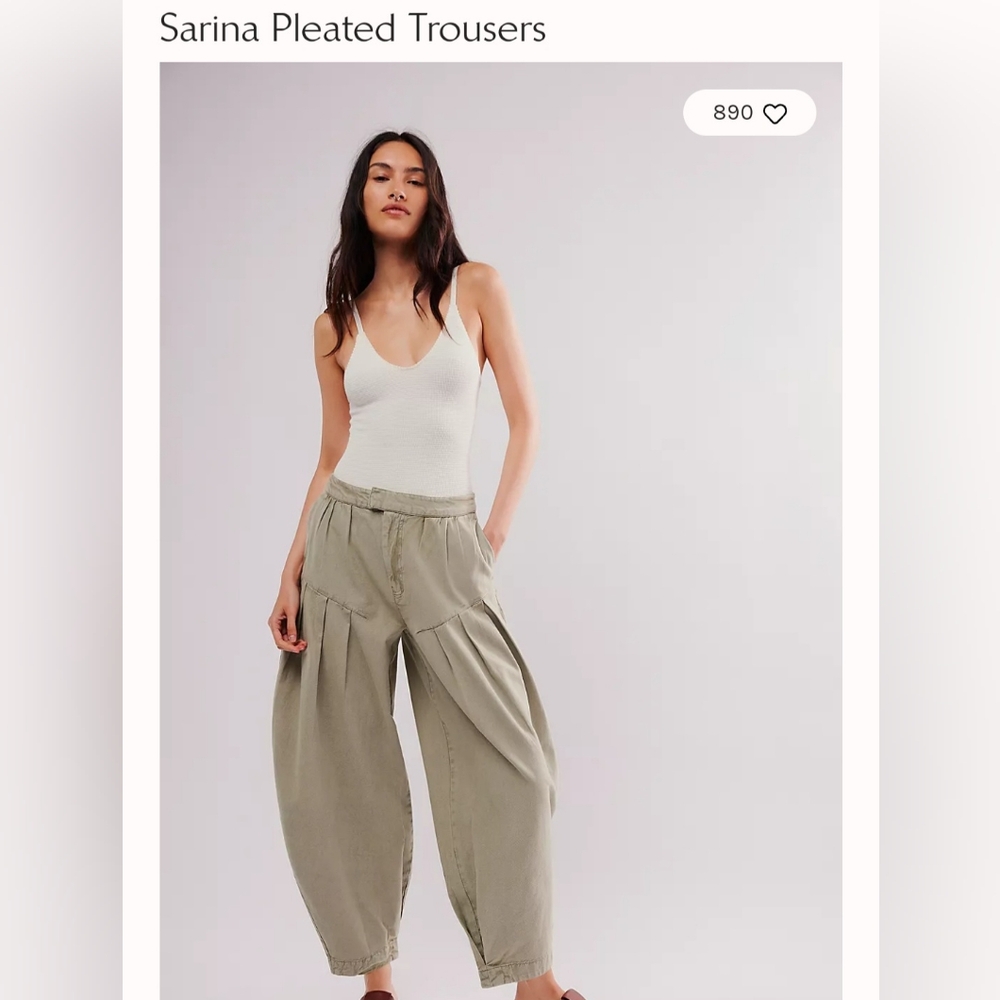 Free People - Sarina Pleated Trousers, Size 12